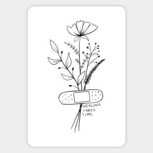 Healing Takes Time | Minimalist Floral Quote Magnet